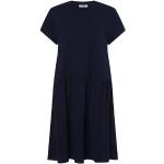 Marineblaue Unifarbene Kurzärmelige Marc O'Polo Nachhaltige Rundhals-Ausschnitt Freizeitkleider aus Baumwolle für Damen Größe XS 