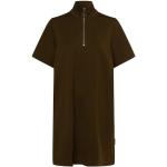 Khakifarbene Unifarbene Kurzärmelige Marc O'Polo Nachhaltige Jerseykleider mit Reißverschluss aus Jersey für Damen Größe L 