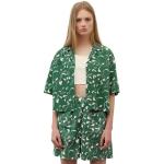 Grüne Casual Kurzärmelige Marc O'Polo Nachhaltige Sommerblusen aus Baumwolle für Damen Größe L 