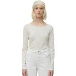 Weiße Casual Langärmelige Marc O'Polo Nachhaltige U-Boot-Ausschnitt Basic-Shirts aus Baumwolle enganliegend für Damen Größe XS 
