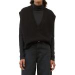 Schwarze Unifarbene Casual Ärmellose Marc O'Polo Nachhaltige V-Ausschnitt Strickpullover aus Baumwolle mit Kapuze für Damen Größe XS 