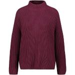 Reduzierte Bordeauxrote Unifarbene Langärmelige Marc O'Polo Nachhaltige Stehkragen Strickpullover aus Baumwolle für Damen Größe XS 