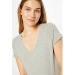 Graue Unifarbene Bio Nachhaltige V-Ausschnitt T-Shirts für Damen Größe M 