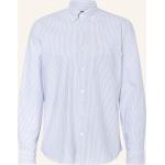 Reduzierte Hellblaue Gestreifte Marc O'Polo Nachhaltige Button Down Kragen Regular Fit Hemden aus Baumwolle für Herren Übergrößen 