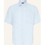Hellblaue Kurzärmelige Marc O'Polo Nachhaltige Kentkragen Hemden mit Kent-Kragen aus Leinen für Herren 