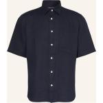 Dunkelblaue Kurzärmelige Marc O'Polo Nachhaltige Kentkragen Hemden mit Kent-Kragen aus Leinen für Herren 