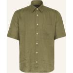 Olivgrüne Kurzärmelige Marc O'Polo Nachhaltige Kentkragen Hemden mit Kent-Kragen aus Leinen für Herren Größe S 
