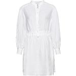 Weiße Unifarbene Marc O'Polo Midi Nachhaltige Rundhals-Ausschnitt Midikleider & knielange Kleider Gesmokte aus Leinen für Damen Größe XS 