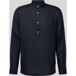 Dunkelblaue Unifarbene Marc O'Polo Nachhaltige Stehkragen Stehkragenhemden aus Leinen für Herren Größe M 
