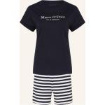 Dunkelblaue Gestreifte Marc O'Polo Nachhaltige Pyjamas kurz aus Jersey für Damen Größe M 