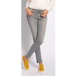 Reduzierte Graue Bestickte Marc O'Polo Slim Fit Jeans mit Knopf aus Baumwolle für Damen Größe XS Weite 25, Länge 34 