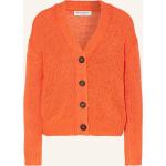 Orange Marc O'Polo Nachhaltige V-Ausschnitt Grobstrickjacken mit Knopf aus Baumwollmischung für Damen Größe S 