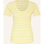 Gelbe Gestreifte Marc O'Polo Nachhaltige V-Ausschnitt T-Shirts aus Baumwolle für Damen Größe S 