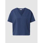 Reduzierte Royalblaue Unifarbene Marc O'Polo Nachhaltige V-Ausschnitt T-Shirts aus Baumwolle für Damen Größe M 