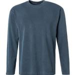 Blaue Bestickte Langärmelige Marc O'Polo Bio Nachhaltige T-Shirts für Herren Größe 3 XL 