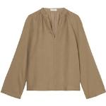 Braune Marc O'Polo Nachhaltige Stehkragen Tunika-Blusen aus Leinen für Damen Größe XS 