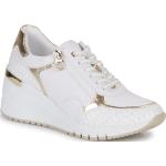 Weiße Marco Tozzi Low Sneaker für Damen Größe 42 mit Absatzhöhe 5cm bis 7cm 