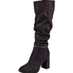 Reduzierte Schwarze Marco Tozzi Blockabsatz High-Heel Stiefel mit Reißverschluss aus Textil leicht für Damen Größe 41 mit Absatzhöhe über 9cm 