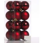 Bordeauxrote Runde Christbaumkugeln & Weihnachtsbaumkugeln matt aus Kunststoff bruchsicher 16-teilig 