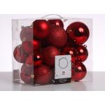 Rote Runde Christbaumkugeln & Weihnachtsbaumkugeln matt aus Kunststoff bruchsicher 26-teilig 
