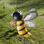 Gelbe Gartenstecker & Beetstecker mit Bienenmotiv aus Eisen 