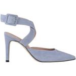 Reduzierte Blaue High Heels & Stiletto-Pumps mit Riemchen aus Veloursleder für Damen Größe 41 