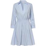 Hellblaue Unifarbene Langärmelige Marie Lund V-Ausschnitt Bestickte Kleider aus Polyamid für Damen Größe L für den für den Sommer 