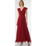 Reduzierte Bordeauxrote Unifarbene Elegante Marie Lund Chiffon-Abendkleider mit Volants aus Chiffon für Damen Größe XS 