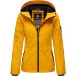 Gelbe Marikoo Kunstlederjacken mit Reißverschluss aus Fleece mit Kapuze für Damen Größe XL für den für den Herbst 