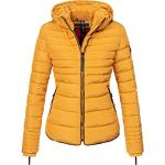 Reduzierte Gelbe Gesteppte Marikoo Steppjacken mit Kapuze aus Fleece mit Kapuze für Damen Größe L für den für den Winter 