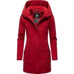 Rote Elegante Marikoo Mini Kapuzenmäntel aus Wolle mit Kapuze für Damen Größe XL für den für den Winter 