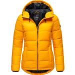 Gelbe Unifarbene Marikoo Leichte Steppjacken mit Kapuze für Damen Größe XS für den für den Winter 