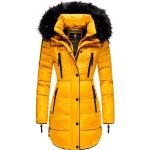 Gelbe Wasserdichte Winddichte Gesteppte Marikoo Stehkragen Damensteppmäntel & Damenpuffercoats mit Reißverschluss aus Polyester schmutzabweisend Größe XS für den Winter 
