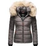Reduzierte Graue Gesteppte Marikoo Jacken mit Fellkapuze mit Kapuze für Damen Größe XS für den für den Herbst 