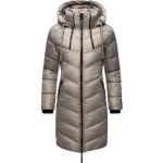 Hellgraue Gesteppte Marikoo Damensteppmäntel & Damenpuffercoats mit Reißverschluss aus Kunstleder mit Kapuze Größe M für den für den Winter 