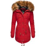 Rote Gesteppte Mini Damensteppmäntel mit Reißverschluss aus Baumwolle Größe XS für den für den Winter 