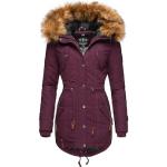Bordeauxrote Gesteppte Marikoo Mini Damensteppmäntel & Damenpuffercoats mit Reißverschluss Größe XS für den für den Winter 