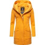 Gelbe Marikoo Mini Kapuzenmäntel aus Wolle mit Kapuze für Damen Größe XS für den für den Winter 