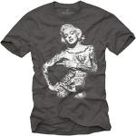 Graue Pin Up Kurzärmelige Makaya Marilyn Monroe T-Shirts enganliegend für Herren Größe M 