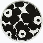 Reduzierte Schwarze Skandinavische Marimekko Unikko Runde Kuchenteller 20 cm aus Keramik 