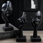 Schwarze Moderne Abstrakte Skulpturen 3-teilig zum Valentinstag 