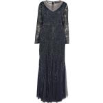 Blaue Bestickte Marina Rinaldi Maxi Rundhals-Ausschnitt Lange Abendkleider mit Reißverschluss für Damen Größe 6 XL für den für den Sommer 