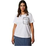 Weiße Kurzärmelige Marina Rinaldi T-Shirts mit Strass für Damen Größe L Große Größen 