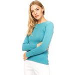 Pastelltürkise Rundhals-Ausschnitt Kaschmir-Pullover aus Wolle für Damen Größe XL für den für den Sommer 