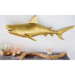 Reduzierte Goldene Maritime 32 cm Riess Ambiente Wanddeko mit Hai-Motiv glänzend aus Metall 