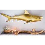 Reduzierte Goldene Maritime 32 cm Riess Ambiente Wanddeko mit Hai-Motiv glänzend aus Metall 