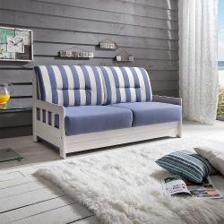 Maritimes Sofa mit Schlaffunktion Blau Weiß Streifen Muster