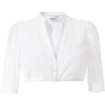 Weiße Unifarbene 3/4-ärmelige MarJo Stehkragen Trachtenblusen aus Baumwolle für Damen Größe XS 