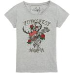 Reduzierte Graue Melierte Kurzärmelige MarJo Rundhals-Ausschnitt T-Shirts für Damen Größe XS 