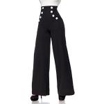 Schwarze Belsira Marlenehosen mit Reißverschluss aus Polyester für Damen Größe XXL 